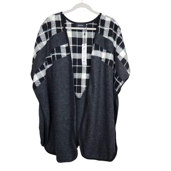 MINKPINK NWT Just Charming Shrug Poncho Gray Plaid OSFA Women's One Size - Picture 6 of 13